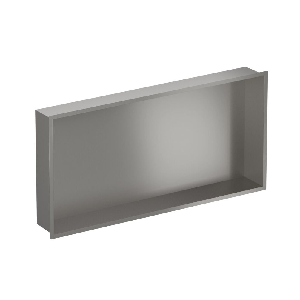 Cutout image of Crosswater Brushed Stainless Steel 610 x 305mm Shallow Shower Niche